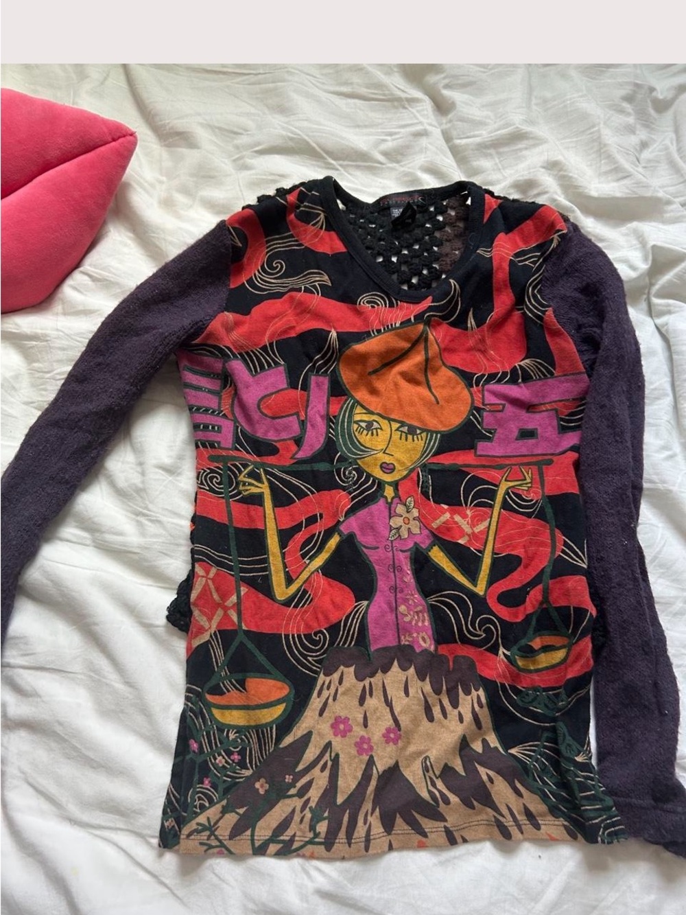 Vintage Custo Barcelona Artistic Crochet Back Women's Top